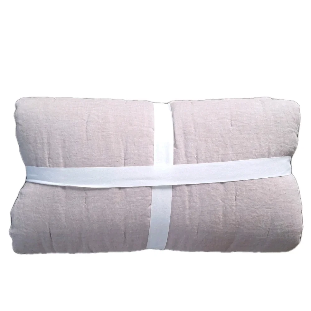 Pottery Barn Belgian Flax Linen Tufted Quilt King/Cal King Smoky Quartz NWT
